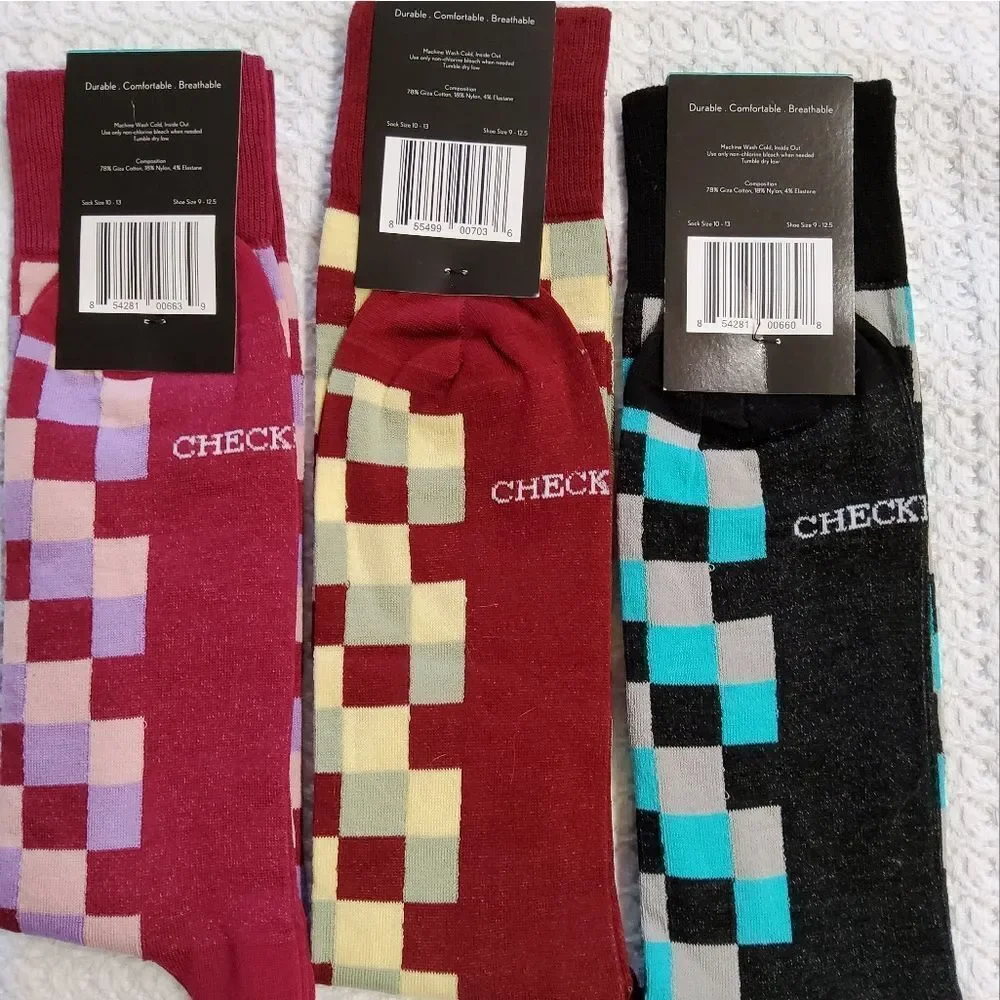 Checkerbox Men's Plaid Lot of 3 Socks Size 10-13